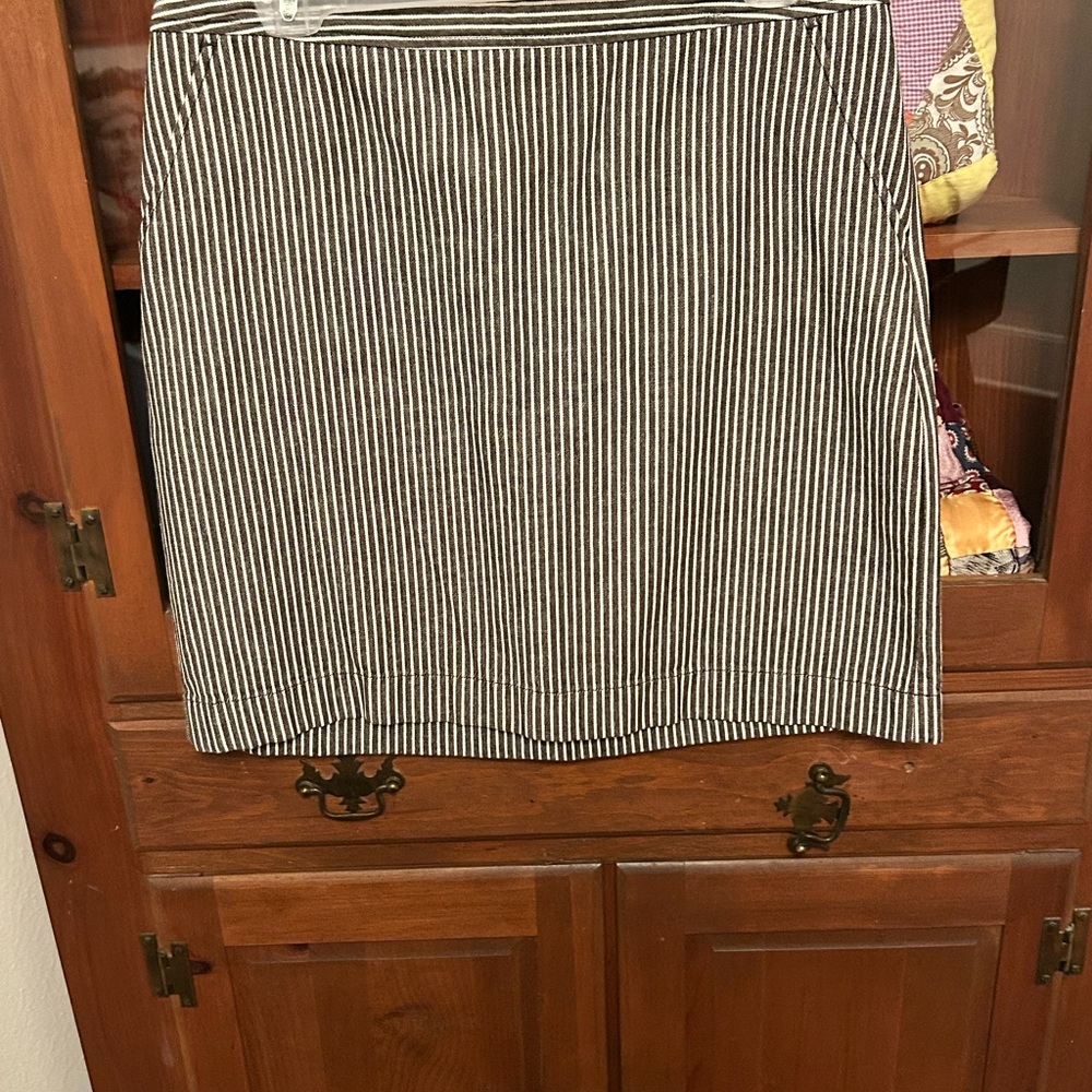 Brown and Cream Striped Mini Skirt